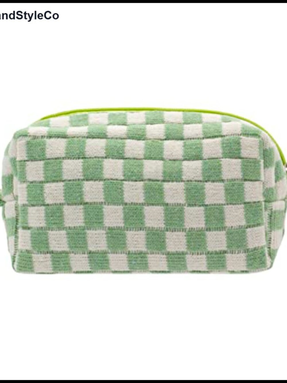 Knit Checkered Travel Cosmetic Pouch with Zipper, Compact Makeup Bag for Purse